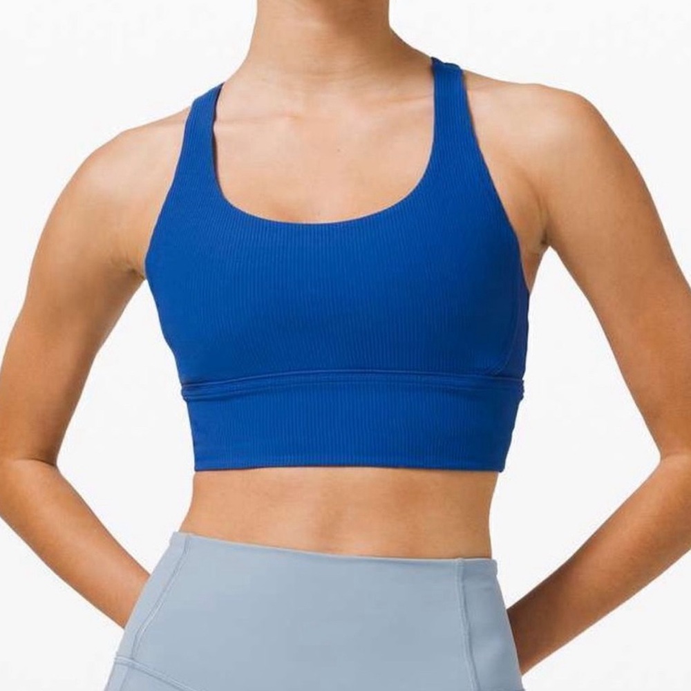 Lululemon Energy Bra Long Line Ribbed Regatta Blue 6 - Picture 2 of 9